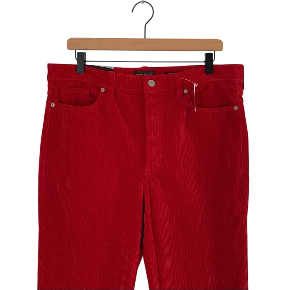 Banana Republic Bright Red High Rise Button Fly Straight Leg Corduroy Pants - Picture 6 of 12